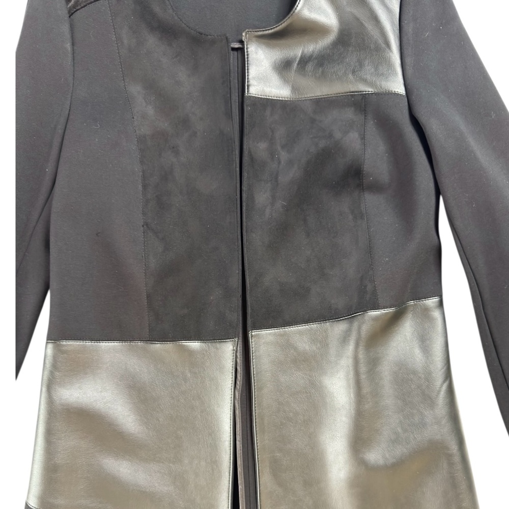 Calvin Klein NWOT Office Edgy Chic Long Sleeve Topper Jacket Suede Leather S - Picture 2 of 11